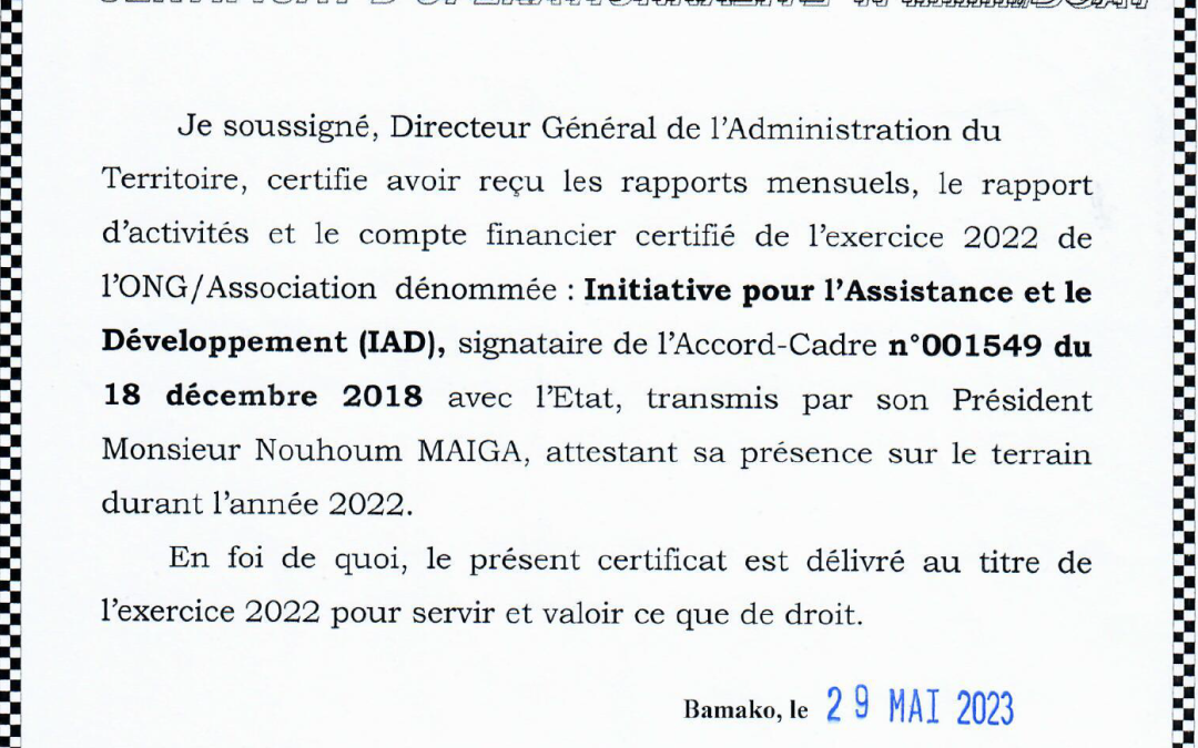 Nous avons notre certificat d’operationnalité